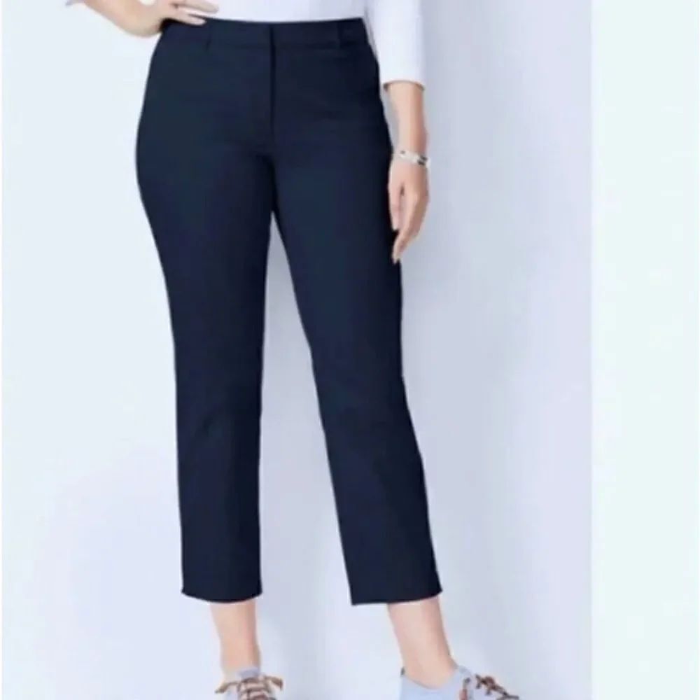 Talbots Navy The Perfect Crop Pants Flat Front Size 6